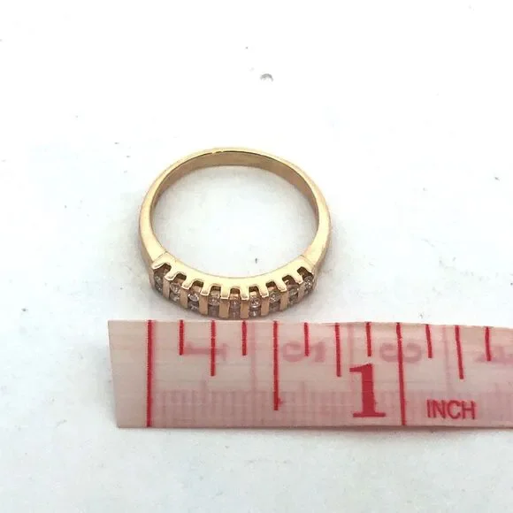 14K Yellow Gold Round Diamond Channel Set Anniversary Band Ring